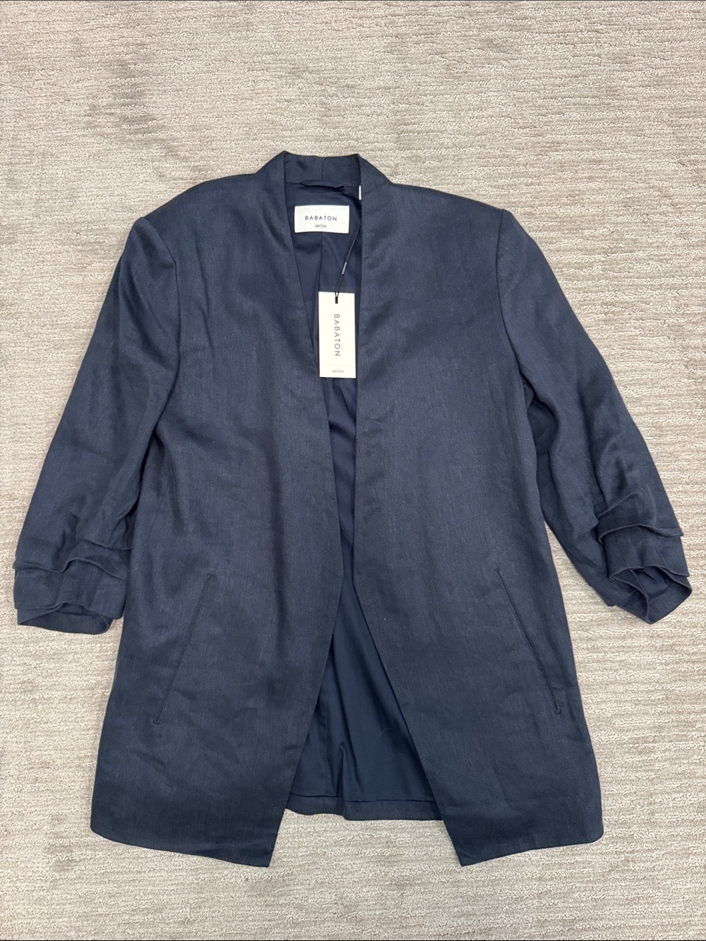 Babaton Aritzia NWT Power Linen Blazer Navy Size 6